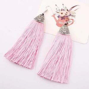Bohemian fashion tassel earrings new light pink